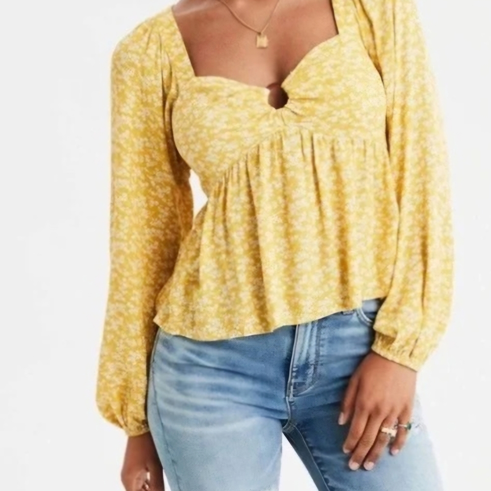 American Eagle Outfitters Yellow Floral Blouse